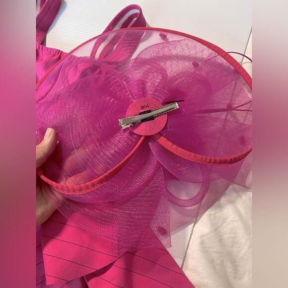 Kelle solo dance costume 2 piece hot pink pin stripe top buckle skirt hat LC - Picture 7 of 9